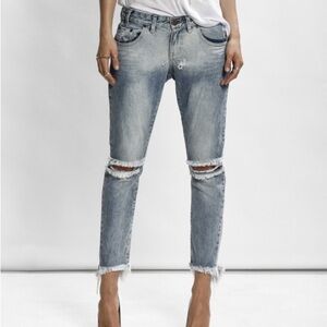 NWT One Teaspoon Blue Blossom Freebird Distressed Denim